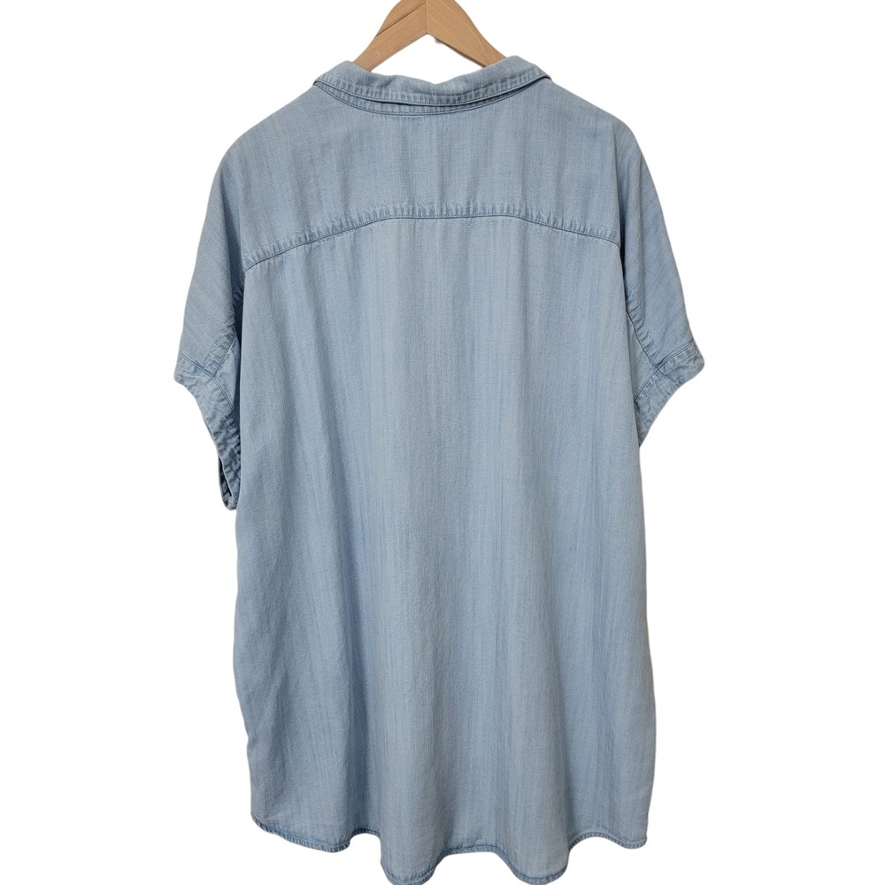 Soft Surroundings Top Womens 3X Blue Chambray Je Veux Tencel Shirt Button Up - Picture 3 of 10